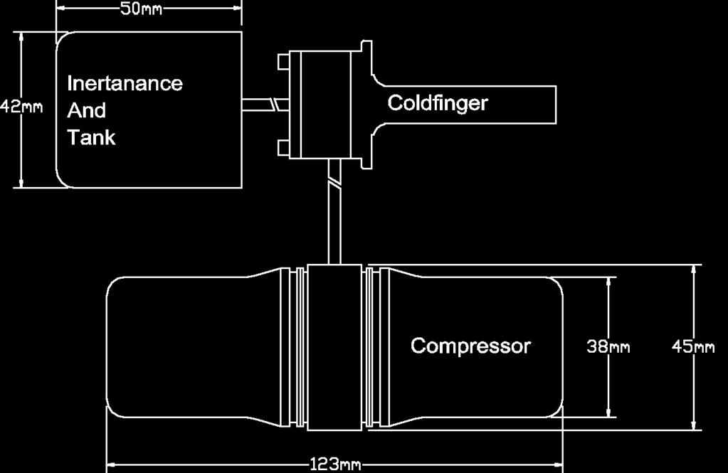 90 20 TO 80K SPACE CRYOCOOLER DEVELOPMENTS Figure 1. Outline dimensions of the micro cooler.