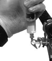 bleeding procedure (cont) 14. 15. 16. 17. 18. bleed the lever (master cylinder and reservoir) Open the lever syringe clamp. Draw a gentle vacuum on the lever syringe by pulling on the syringe plunger.