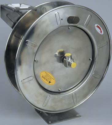 The stainless steel reel is bare, with a high polish finish and is ideal for highly corrosive environments.