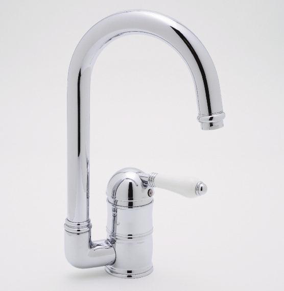 Single Lever C-Spout Bar Faucet with 6 1/2 Reach ROHL Country Kitchen A3606/6.5LP (Porcelain Lever without Handspray) A3606/6.5LM (Metal Lever without Handspray) A3606/6.