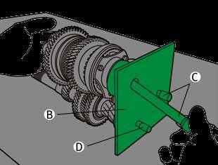 Mount the circlips of the two drive shafts 1+2.