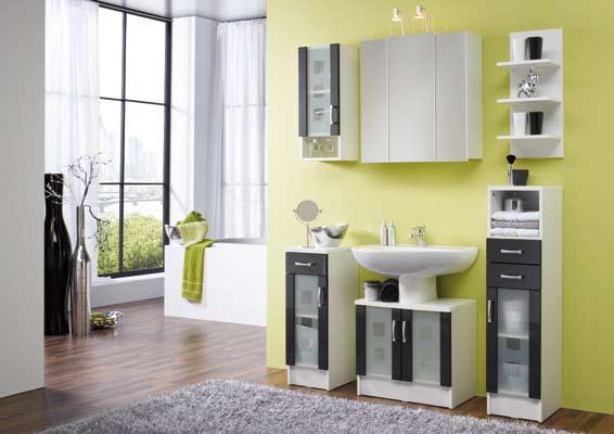 Bathrooms Nizza Colour: white-high-gloss (HG)-anthracite Manhattan These modern