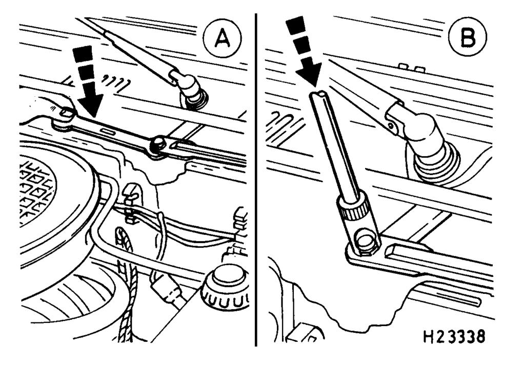 .. then disengage the right-hand half of the panel from under its single retaining nut (left-hand shown) and withdraw the motor assembly (see illustrations).