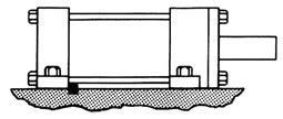 Long stroke cylinders with fixed end mounts may require additional support at the free end of the cylinder body. This is illustrated in dotted outlines in the sketches below.