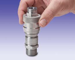 The design of the Ultra-Mate coupling allows for easy connection and disconnection using only one hand. To connect, simply push the two mating halves together until they click.