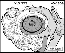 Transmission, removing and installing Special tools, testers and auxiliary items required Holding plate VW
