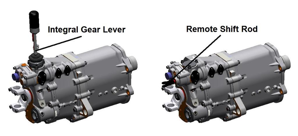 CHANGING GEARS Changing gears with a Holinger RD6-S is performed via an integral Gear Lever, or a remote Shift Rod: NOTE: With a remote-shift version the driver must use a remotely