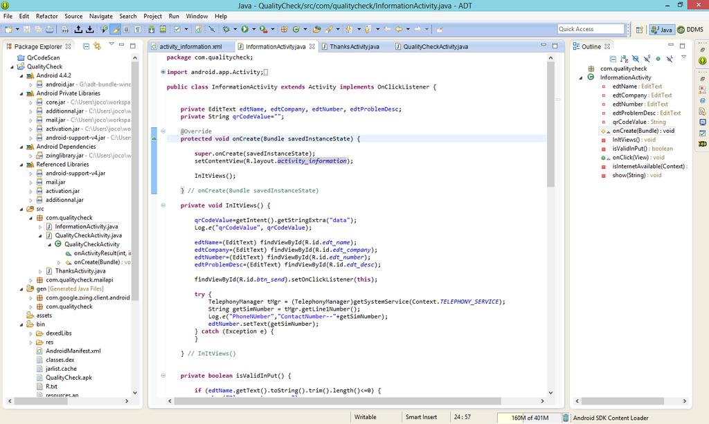 29 Slika 27: Razvojno okolje Eclipse IDE z vtičnikom ADT.