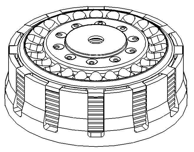 Push and hold the pressure plate down, overcoming the wave spring(s) so the 10 rotating hub posts index into the 10 pressure plate holes. 27.