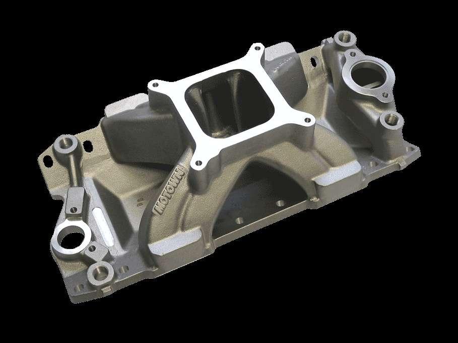 MANIFOLDS MOTOWN Small Block Chevy ALUMINUM INTAKE MANIFOLDS While most manufacturers of small block Chevy intake manifolds have designed theirs around 350 CID engines, World Products has developed a