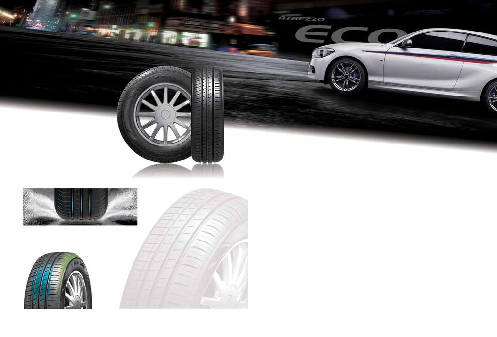 HIGH PERFORMANCE TYRE ATREZZO ECO SIZE LI SR XL Labelling Wet Performance: Dry Performance: Ride Comfort: Quietness: Tread Life: Three wide main grooves and small lateral grooves that run through the