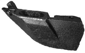 K280446T K280447T Seed boot, right hand with liquid tungsten hardface applied to the wear portion of the boot.