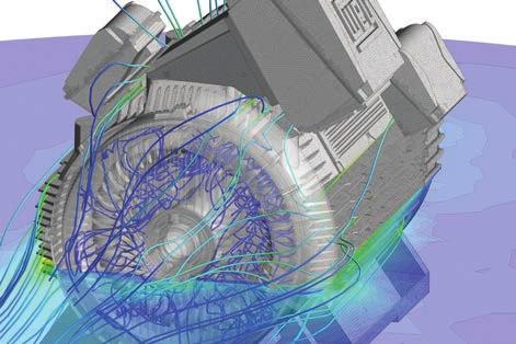CFD simulation of airflow around the bearing was used to reduce bearing operating temperature. ANSYS Mechanical simulation predicted vibration of the structure to reduce noise.