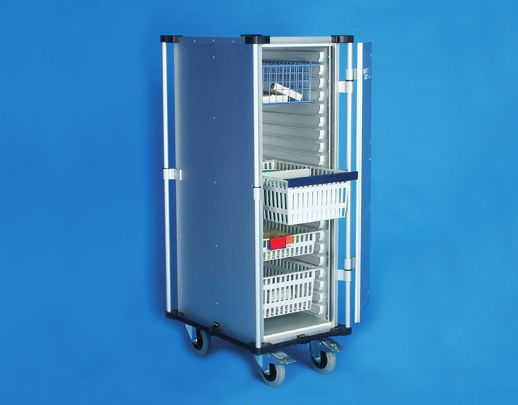 Closed transport carts 5-674 - section ALU-container cart with "horizontal" panels 400 600 5-6704 - section ALU-container cart with VARIO panels Dimension: H575xW555xD794mm (6x7/8x¼