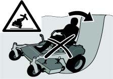 SAFETY INSTRUCTIONS Mow up and down, not side-to-side. Never drive the rider on terrain that slopes more than 10.