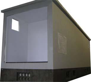 Prefabricated concrete kiosk, - Two compartments : transformer compartment, inverter compartments, - Locking of the door by 3 point locking latches, - Supply of