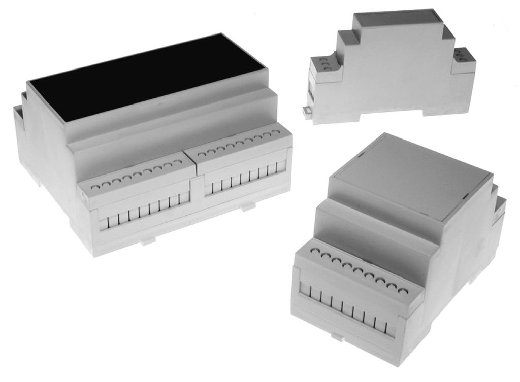 IN Rail Standard Height Module oes Features Snap fit kit for eas assembl oes fit 35mm IN rail or direct surface mount* Self customised perforated terminal covers as standard Snap fit terminal covers