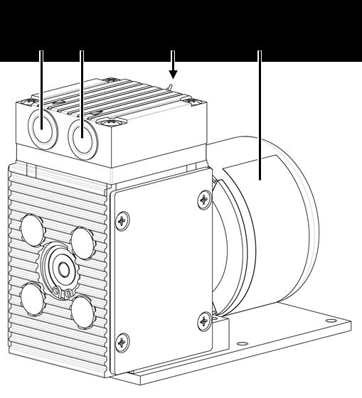 Diaphragm Vacuum Pumps N 85, N 86 Assembly and function Assembly of N 86 K_DC-B 1 Outlet (pressure side) 2 Inlet (suction side) 3 Electrical connection 4 Motor Fig.