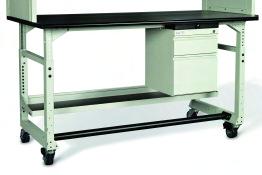an open base or full platform base. Featured here, the open base allows users to sit or stand at the workstation.