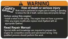 SAFETY WARNING Starting engine creates sparking. Sparking can ignite nearby flammable gases. Explosion and fire could result. If there is natural or LP gas leakage in area, do not start engine.