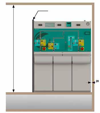 Below is shown an installation example of an ANTARES Switchboard with solutions for the gases control in case of overpressure due