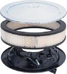 This reproduction air cleaner is a closed element style which includes the base, filter, lid and flame arrestor. Also available are replacement lids in black or chrome.