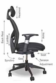 ORION RANGE A - Orion High Back Chair / Synchro Mechanism with 5 Position Lock / Non