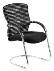 Height Adjustment G - Monaco Mid Back Chair / Knee Tilt Synchro Mechanism / Standard - Black Powder Coated Arms & PU Pad / Chrome Base