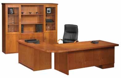 Link D - Wall Unit E - L-Shaped Single Pedestal Desk with Extended Credenza F