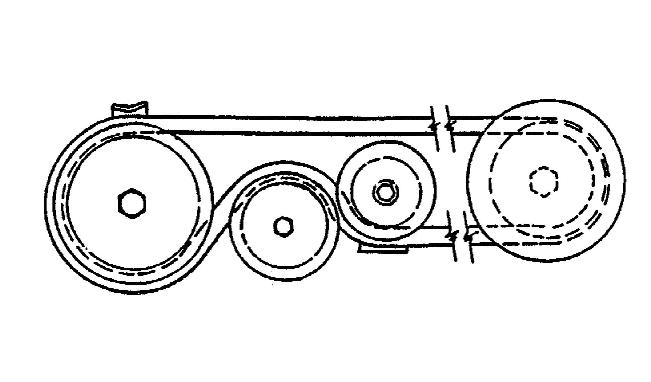 Route the new belt through the engine belt guide (, Figure 45) up to the engine pulley ().