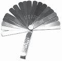 Nickel chrome plated with insulate handle. 750-547 Feeler Gauge 17 straight blades measuring 1/4 W X 1-3/4 L. Handy size for use in restricted areas.
