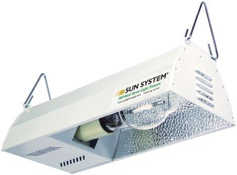 Sun System HPS 150 Grow Light Fixture Highly reflective aluminum insert Vented housing helps dissipate