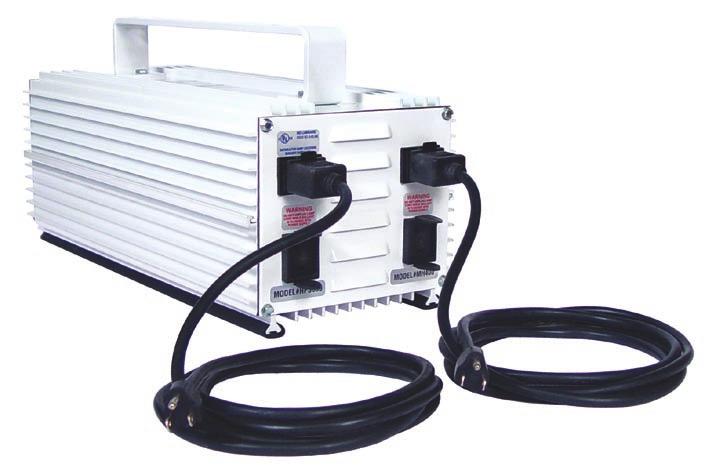 Separate power cords allow independent operation of MH & HPS lamps. 18 aluminum heat sync ballast enclosure.