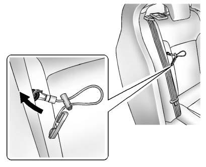 Locate the anchorage loop between the rear outboard seatback and seat bolster,
