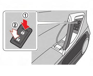 LOCKING WITH POWER DOOR LOCK SWITCH Operating the power door lock switch will lock or unlock all the doors. The switches are located on the driver s and front passenger s door armrests.