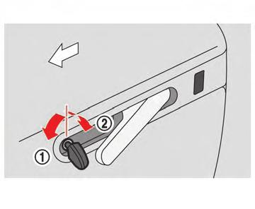 NOTE:. Do not pull too hard on the door handle when locking or unlocking the doors. Pulling too hard will prevent the mechanical key from turning, making it impossible to lock or unlock the doors.