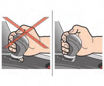 Shift lever operation Push the button while depressing the brake pedal. Push the button. Just move the shift lever. Automatically returns.