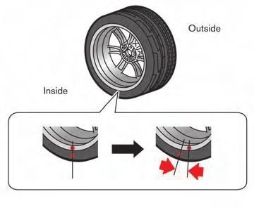 . Make sure the tire has not slipped on the wheel causing the assembly to be out of balance. The reference marks on the tire and wheel should be aligned.
