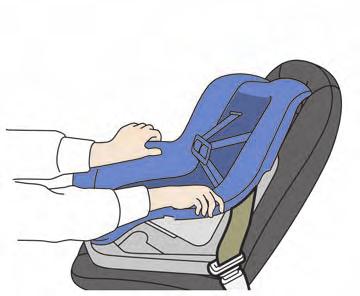 up on the seat belt. 7. If the child restraint is equipped with a top tether strap, route the top tether strap and secure the tether strap to the tether anchor point (rear seat installation only).