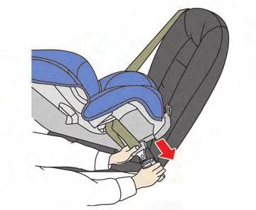Rear-facing step 2 2. Route the seat belt tongue through the child restraint and insert it into the buckle until you hear and feel the latch engage.