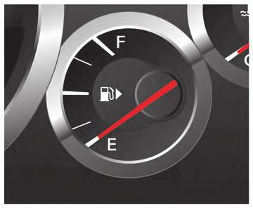 FUEL GAUGE The gauge indicates the approximate fuel level in the tank. The gauge may move slightly during braking, turning, acceleration, or going up or down hills.