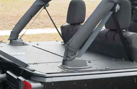 Tie-downs on top for additional cargo Mounts to Jeep JK with or without hardtop, soft top or subwoofer Durable