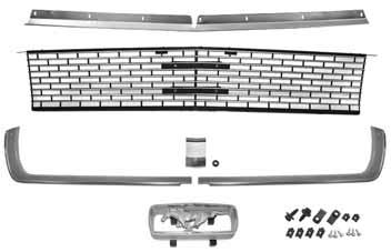 00 kit Kit includes: Grill, grill corral, horse emblem, horse emblem corral, LH & RH wide grill moldings, LH & RH narrow grill moldings, center grill molding