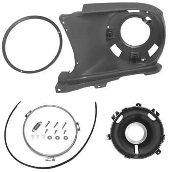 Assembly Includes: fender extension headlight housing, fender extension seals, outer headlight bezel (chrome), inner & outer