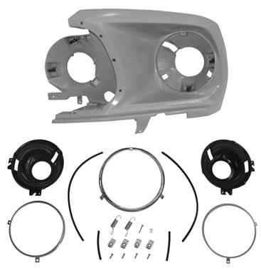 HEADLIGHT BEZELS Assembly Includes: fender extension headlight housing, headlight door, headlight bulb mounting bucket,
