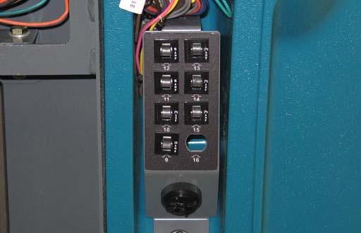 Once a circuit breaker is tripped, reset it manually by pressing the reset button after the breaker has cooled down. Circuit breakers 1 through 8 are located behind the operator seat.