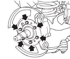 5. Using a #2 Phillips head screwdriver, remove the wheel bearing adjuster nut locking ring screws and then the lock ring. Fig 5 6.