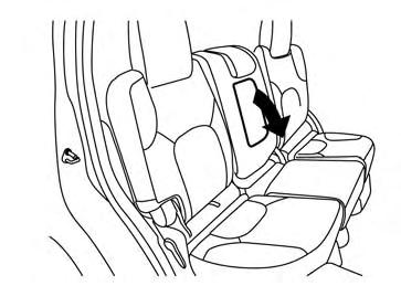ARMREST (if so equipped) LRS2089 To use the center armrest on the 2nd row bench seat, pull on the tab in the center of the seat and fold it down to the resting position.