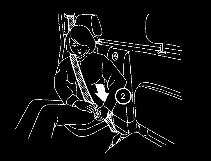 WARNING When fastening the seat belts, be certain that the seatbacks are completely secured in the latched position.