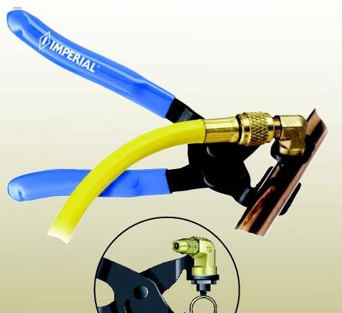 The tension system automatically adjusts and locks the pliers on to the copper tubing. Suits 1/4-1/2 O.D. Tubing.